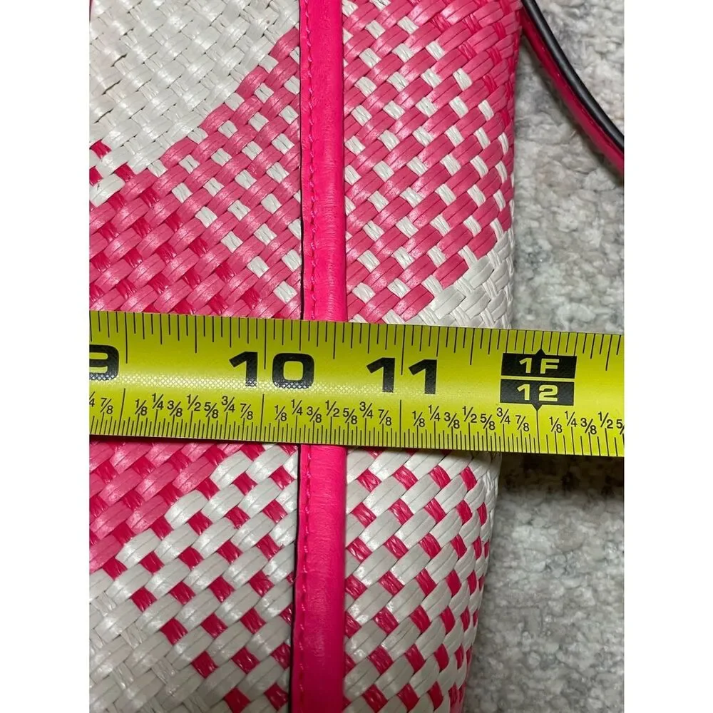 Kate Spade NY Alexia Pink & White Gingham Woven Convertible Crossbody Clutch Bag